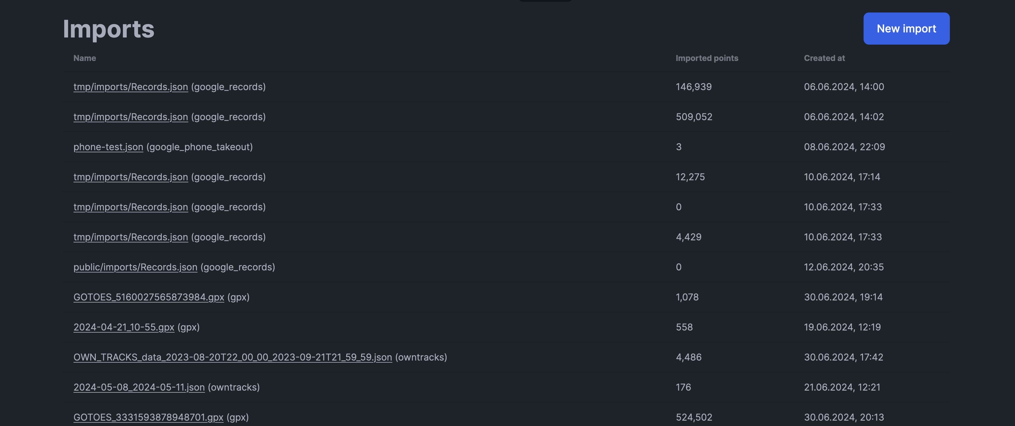 Import and export interface